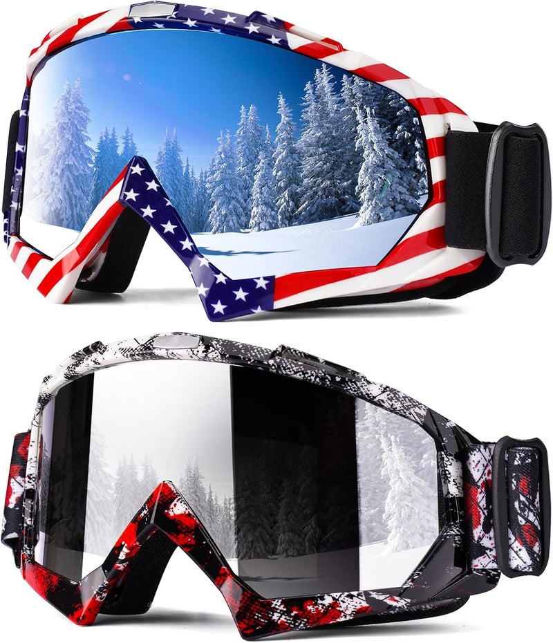 Braylin Adult Ski Goggles, 2-Pack Snowboard Goggles for Youth, Teens, Men & Women, Wide View Snowmobile Goggles - Image 1